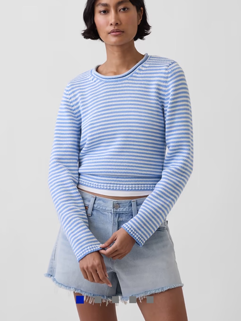 GAP 100% Cotton  Blue & White Striped Roll Neck Sweater NWT XS